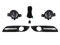 Kit Faro Aux C/Cables C/Rejillas Negras Filo Cromo C/Focos Nissan Sentra B-17 2013 2014 2015 2016